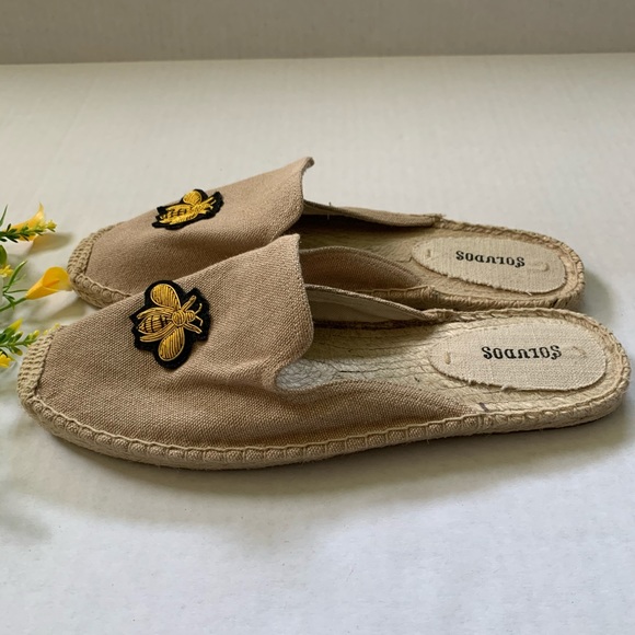 Soludos Beige Espadrille Mules With Bee Embroidery - Picture 6 of 11